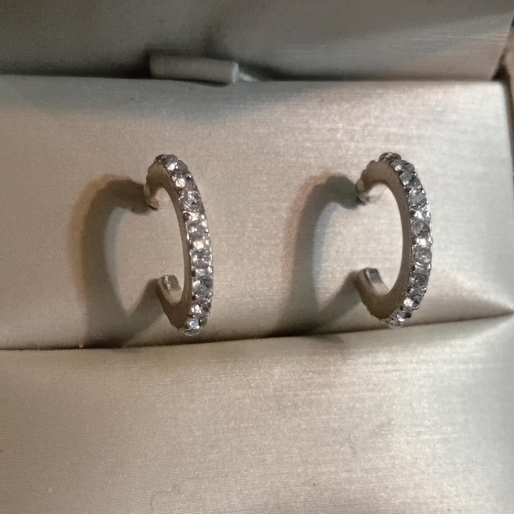 Dazzling Silver Crystal Hoop Earrings
